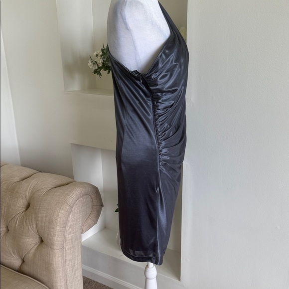 Hailey Logan by Adrianna Papell Elegant One-Shoulder Gray Dress - Picture 6 of 8